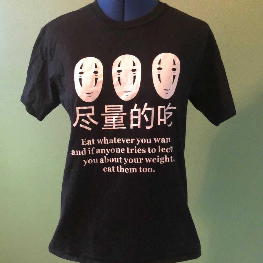 Spirited Away No Face text t-shirt